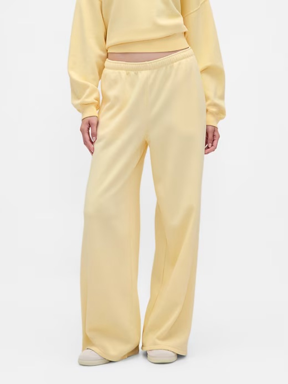 Pale Yellow Wide-Leg Baggy Sweatpants